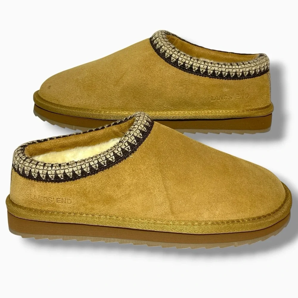 Lands End KIDS Suede Hearth Slippers Chestnut Size US 4M New With out Box